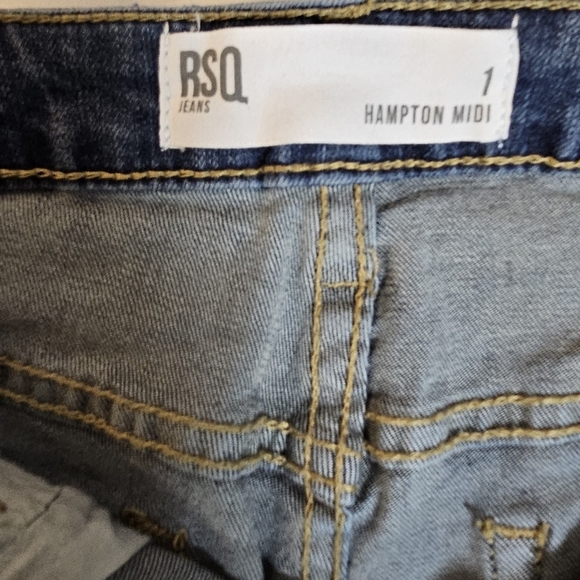 RSQ Hampton Midi Denim Shorts Size 1 Distressed Cutoff High Rise Jean Shorts - Picture 3 of 6